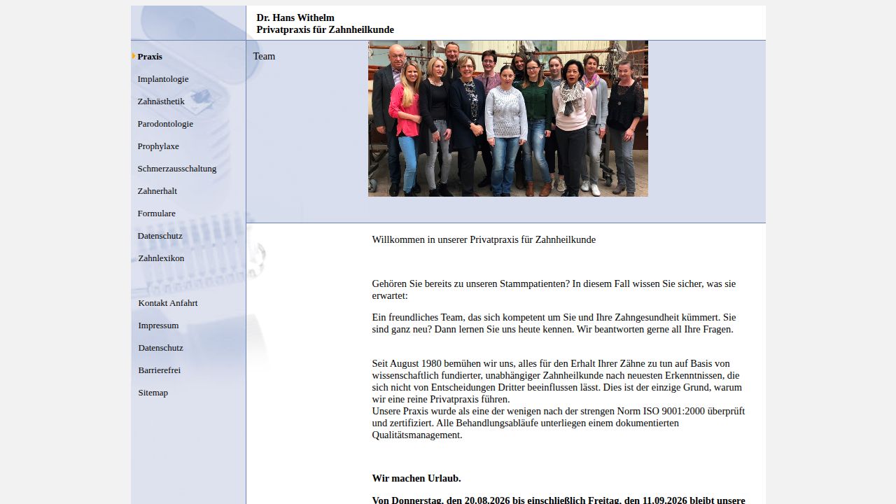 Home page of the website of Herr Hans Withelm