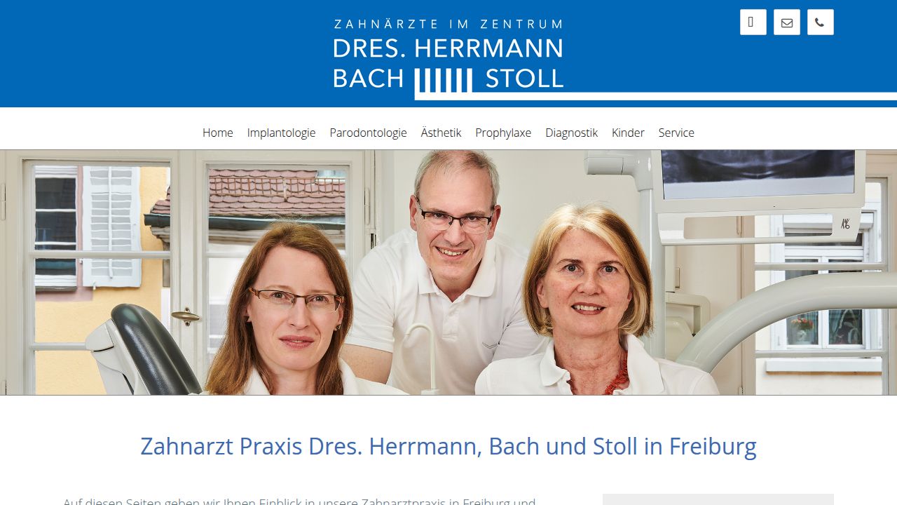 Startseite der Internetseite von Praxis Dres.  Herrmann, Bach und Stoll