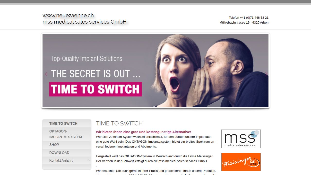 Home page of the website of mms - medical sales service   Marcel Fischer