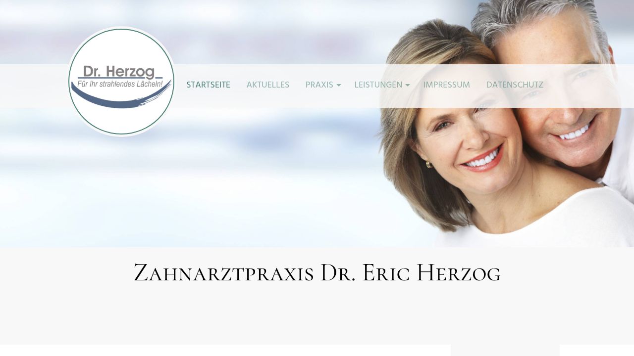 Startseite der Internetseite von Dr. Eric,  Zahnarzt  Herzog