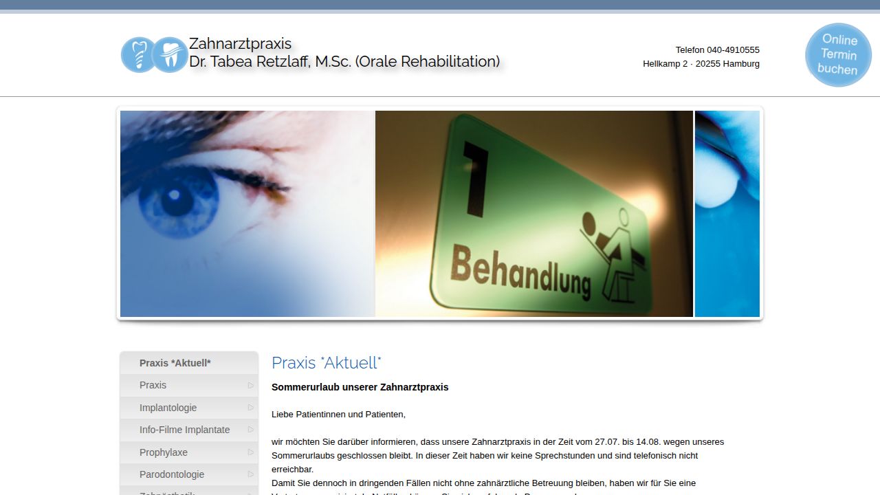 Home page of the website of Dr. Tabea Retzlaff
