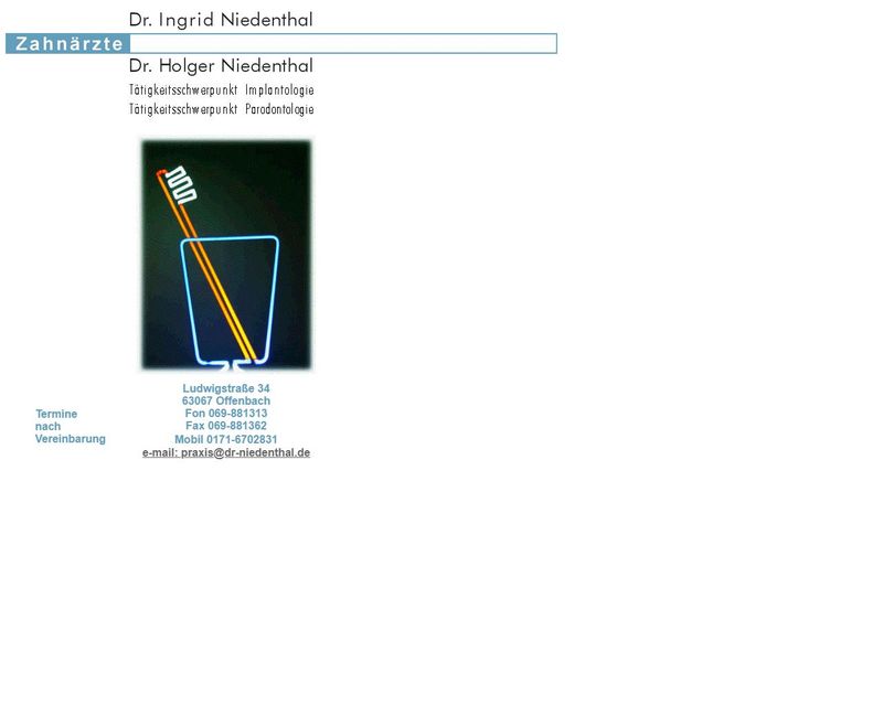 Home page of the website of Dr.  Holger Niedenthal